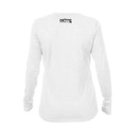 Back view the Women's Breeze Tech Long Sleeve White Heathered