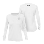 Front and back image of the Women's Breeze Tech Long Sleeve White Heathered