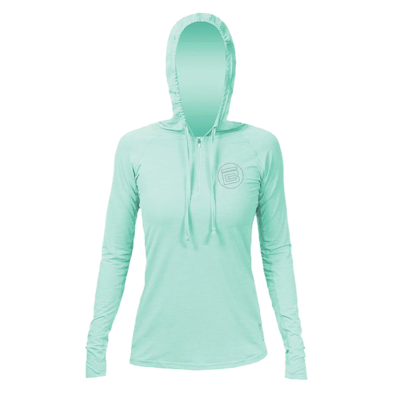 Front view of the Women's Flight Tech Hoody Seafoam Heathered