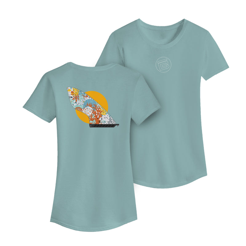 Front and back image of the Womens Fin Tee Shirt