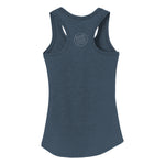 Back view the Womens BOTE Logo Navy Tank