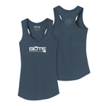 Front and back image of the Womens BOTE Logo Navy Tank
