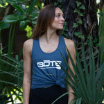 Image of the woman wearing Womens BOTE Logo Navy Tank