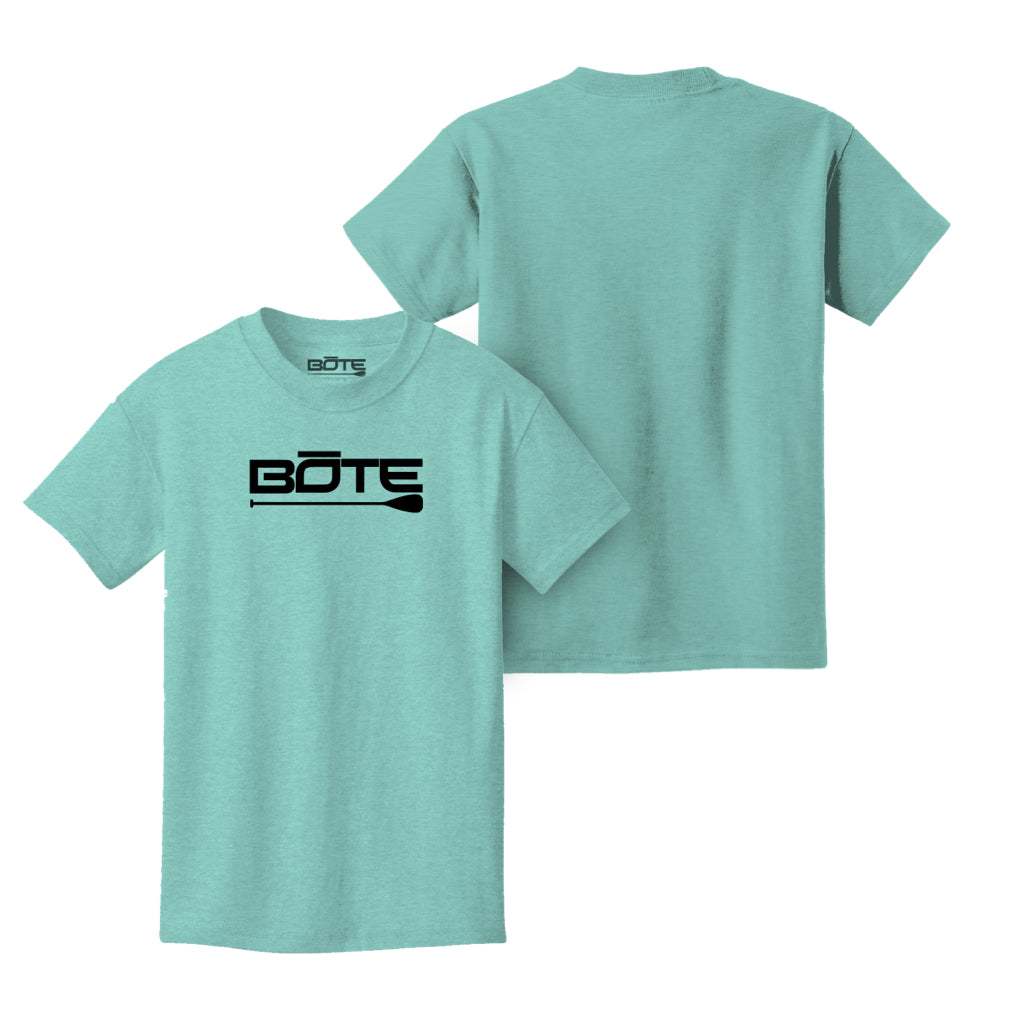 Front and back image of the Youth Logo Tee Shirt Sea Foam