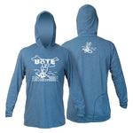 Front and back image of the Youth Low Pro Tech Hoody BOTE Peace Bahama Heathered