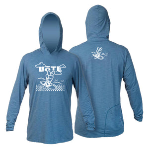 Front and back image of the Youth Low Pro Tech Hoody BOTE Peace Bahama Heathered