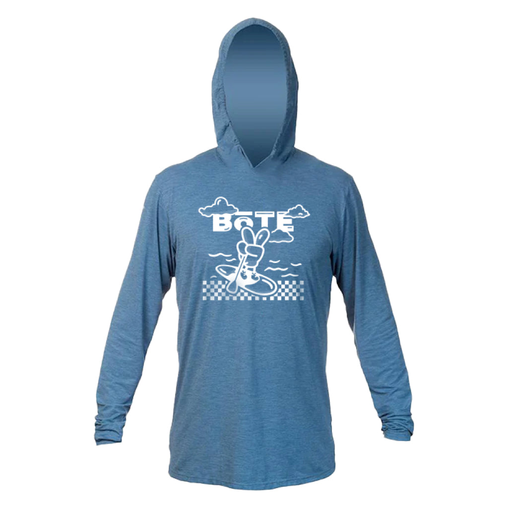 Front view of the Youth Low Pro Tech Hoody BOTE Peace Bahama Heathered
