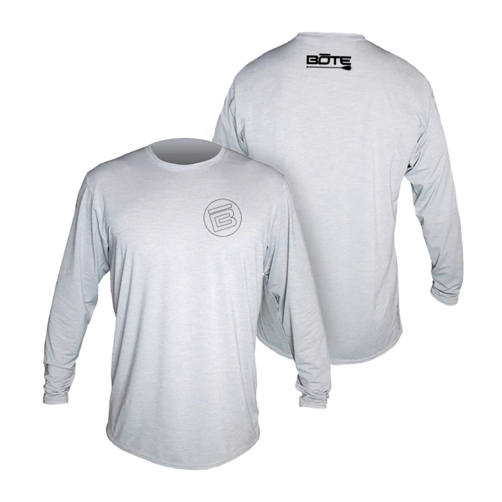 Front and back image of the Youth Low Pro Tech Long Sleeve Alloy Heathered