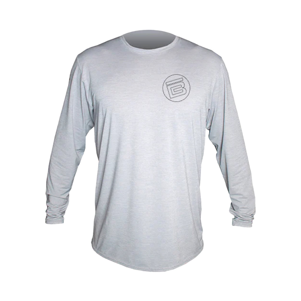 Front view of the Youth Low Pro Tech Long Sleeve Alloy Heathered
