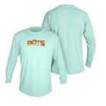 Front and back image of the Youth Low Pro Tech Long Sleeve BOTE Logo Seafoam Heathered