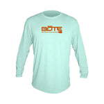 Front view of the Youth Low Pro Tech Long Sleeve BOTE Logo Seafoam Heathered