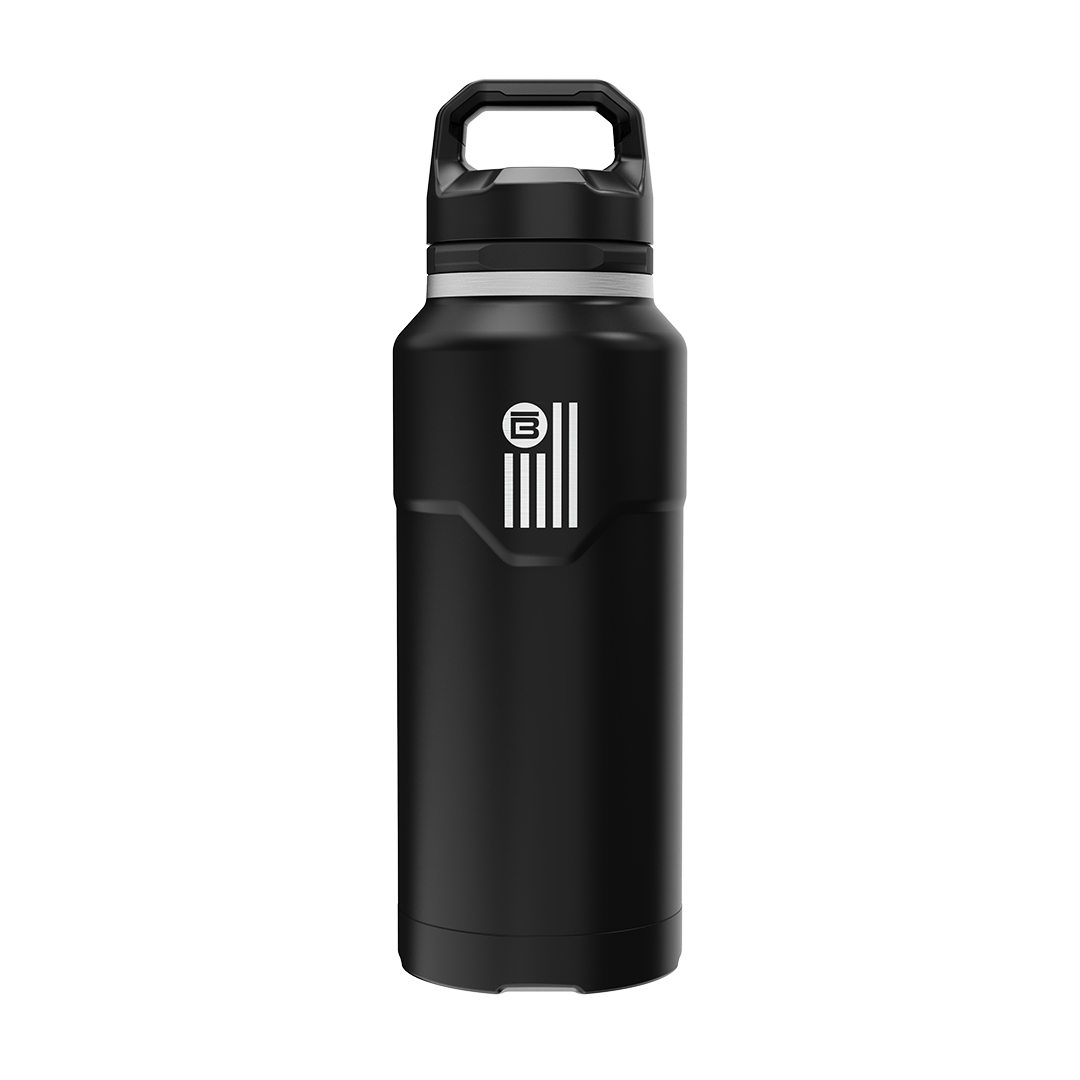 A direct front view of the BOTE Nation MAGNEBottle 36oz with Cap, highlighting its main design and branding elements.