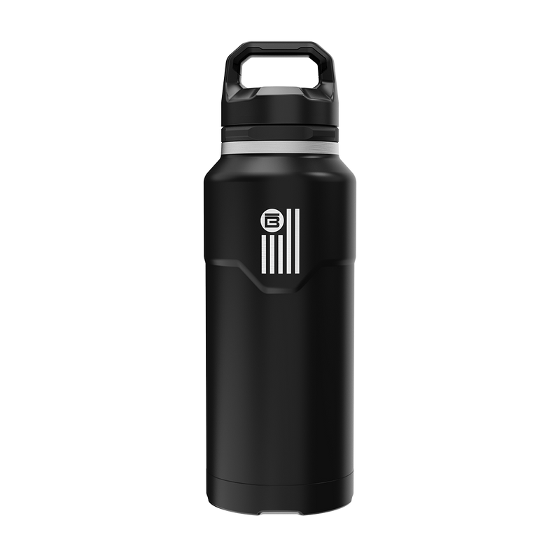 A direct front view of the BOTE Nation MAGNEBottle 36oz with Cap, highlighting its main design and branding elements.