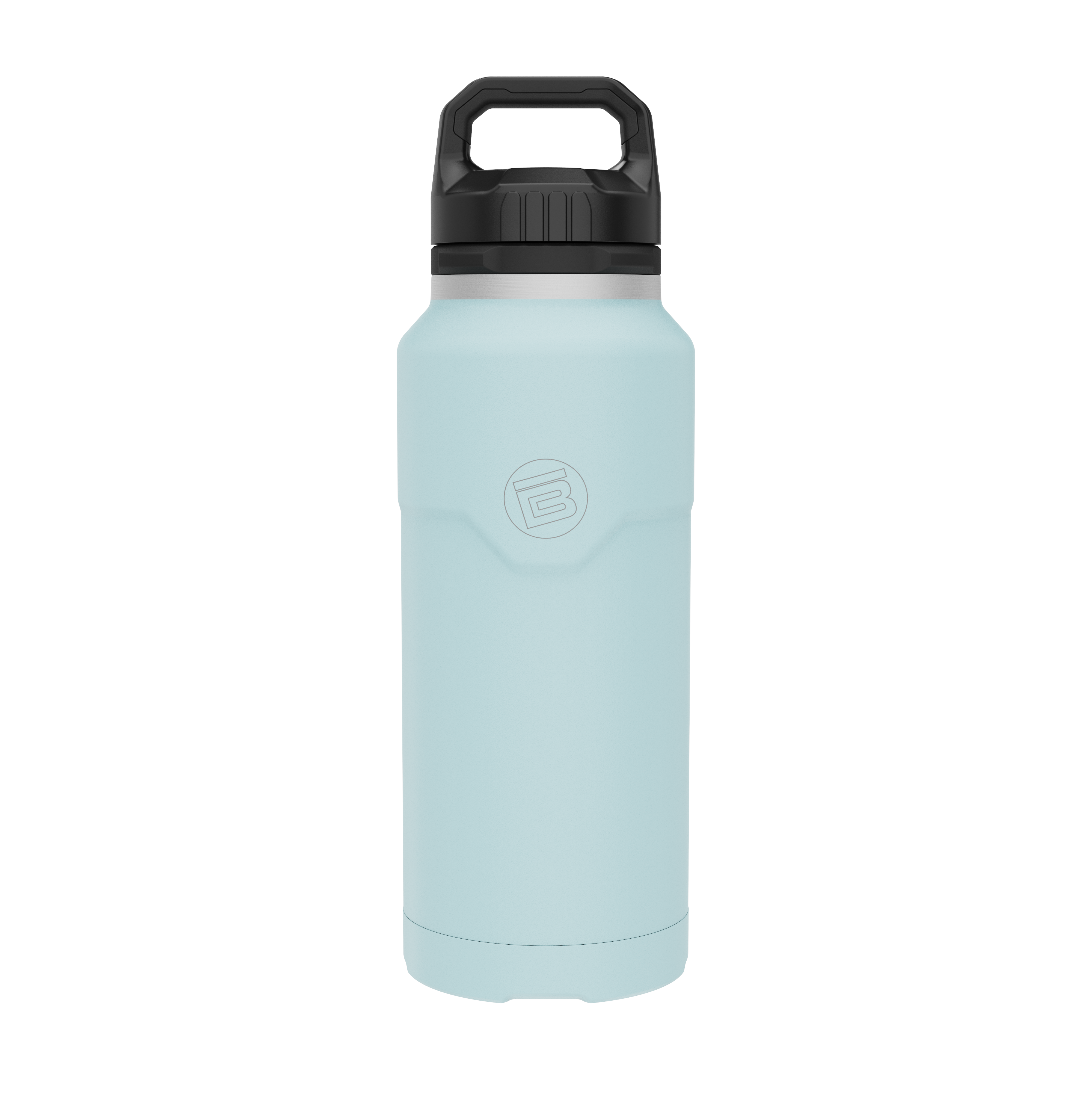 A direct front view of the MAGNEBottle 36oz with Cap Steel Blue, highlighting its main design and branding elements.