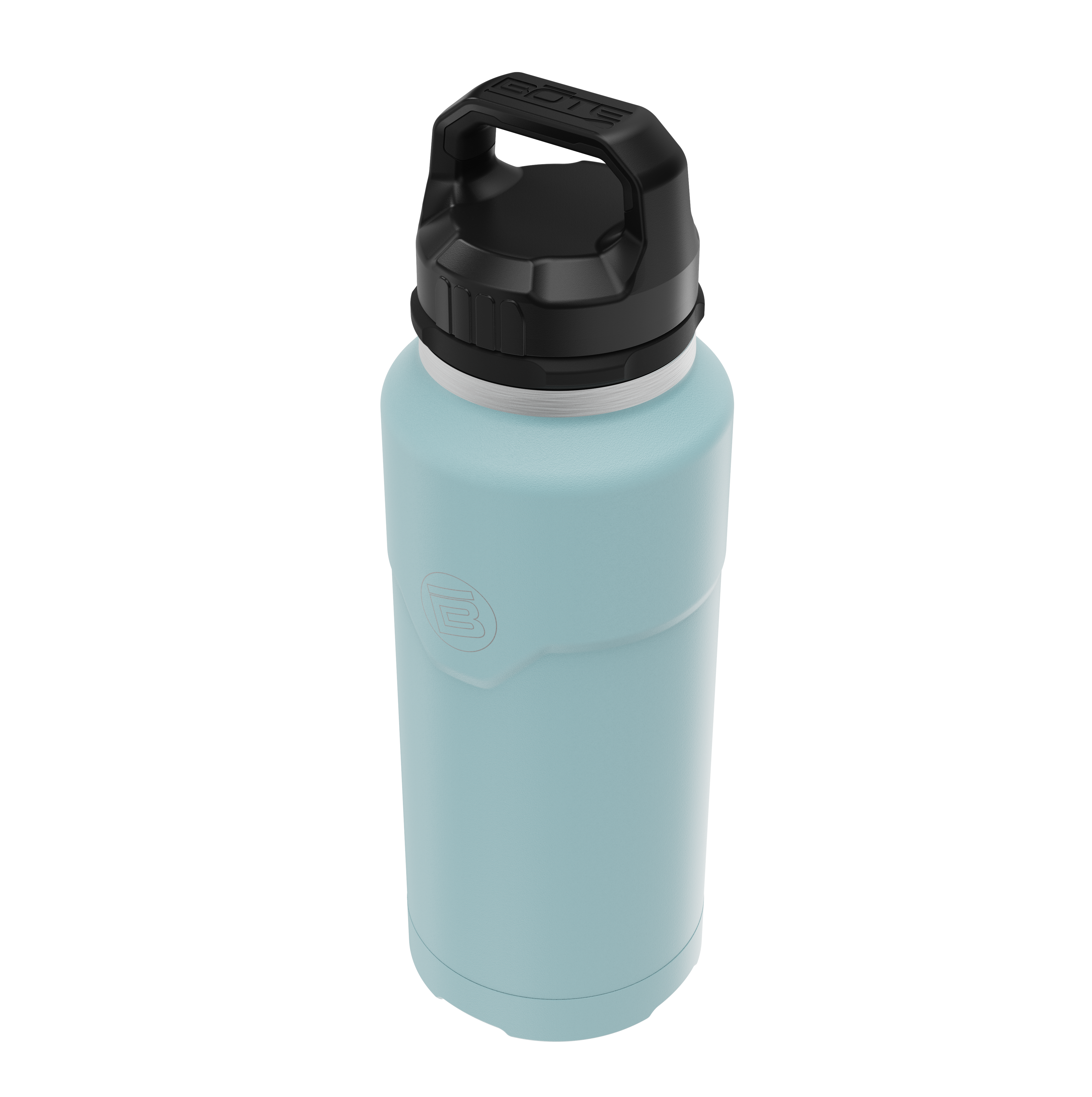 A direct front view of the MAGNEBottle 36oz with Cap Steel Blue, highlighting its main design and branding elements.