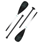 Angled view of the 4-Piece Kids Hybrid Fiberglass SUP Paddle Black in its four component parts