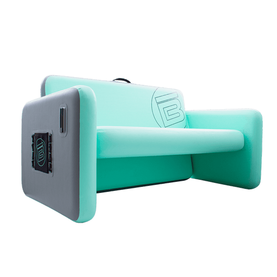 Angled view of the Aero Couch with stretch pocket and MOLLE loops on the side with cup holder receiver