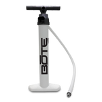 Front view of white Aero Hand Pump with black handle and coiled white hose attached.