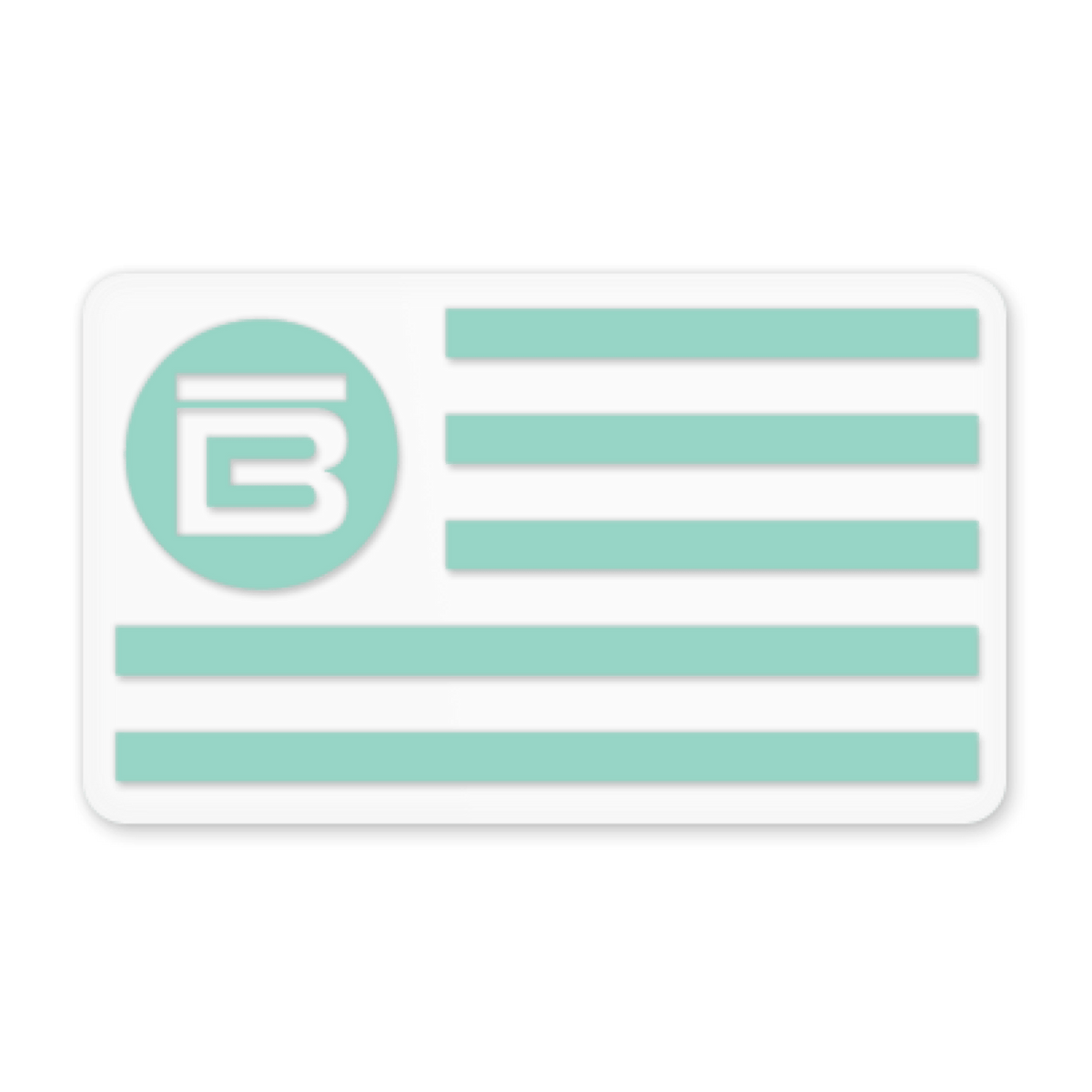 Rectangular seafoam BOTE Nation flag decal with stripes and circular B logo on the left.