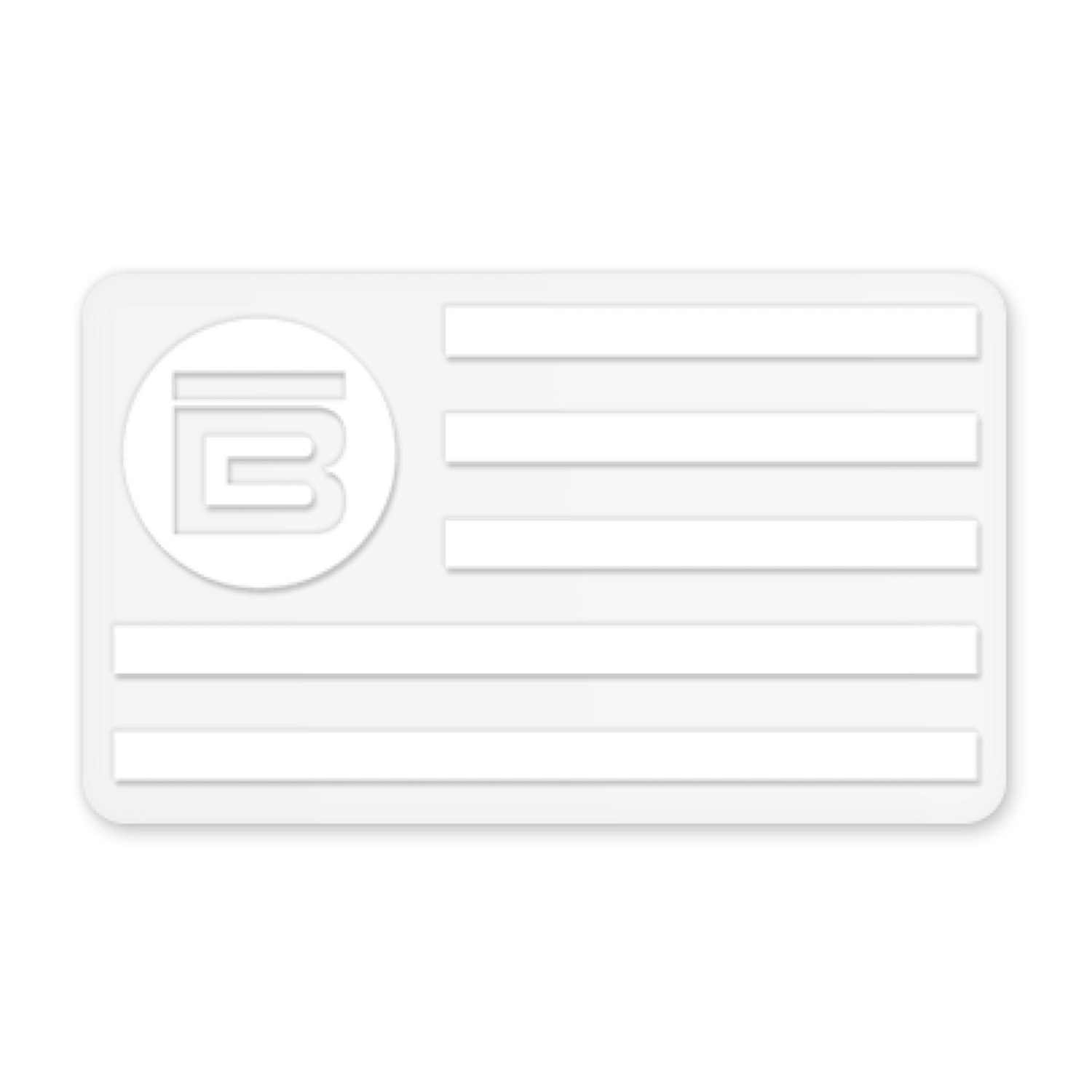 Rectangular white BOTE Nation flag decal with stripes and circular B logo on the left.