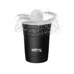 A BOTE pong ball splashing in a cup
