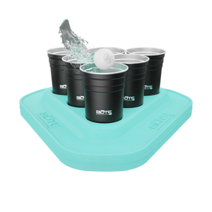 A BOTE pong ball splashing out of the cup