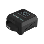 Angled view of AeroPump Mini Rechargeable 12V Pump with digital display and carry handle.