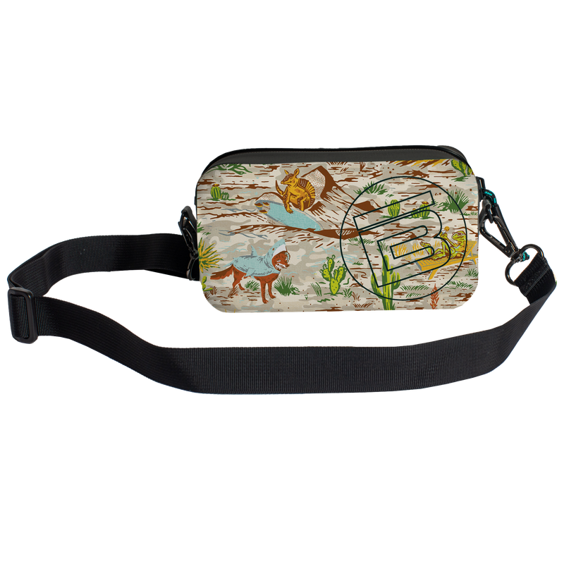 Side view of Highwater Hitchhiker Native Sendero with desert animal and cactus print.