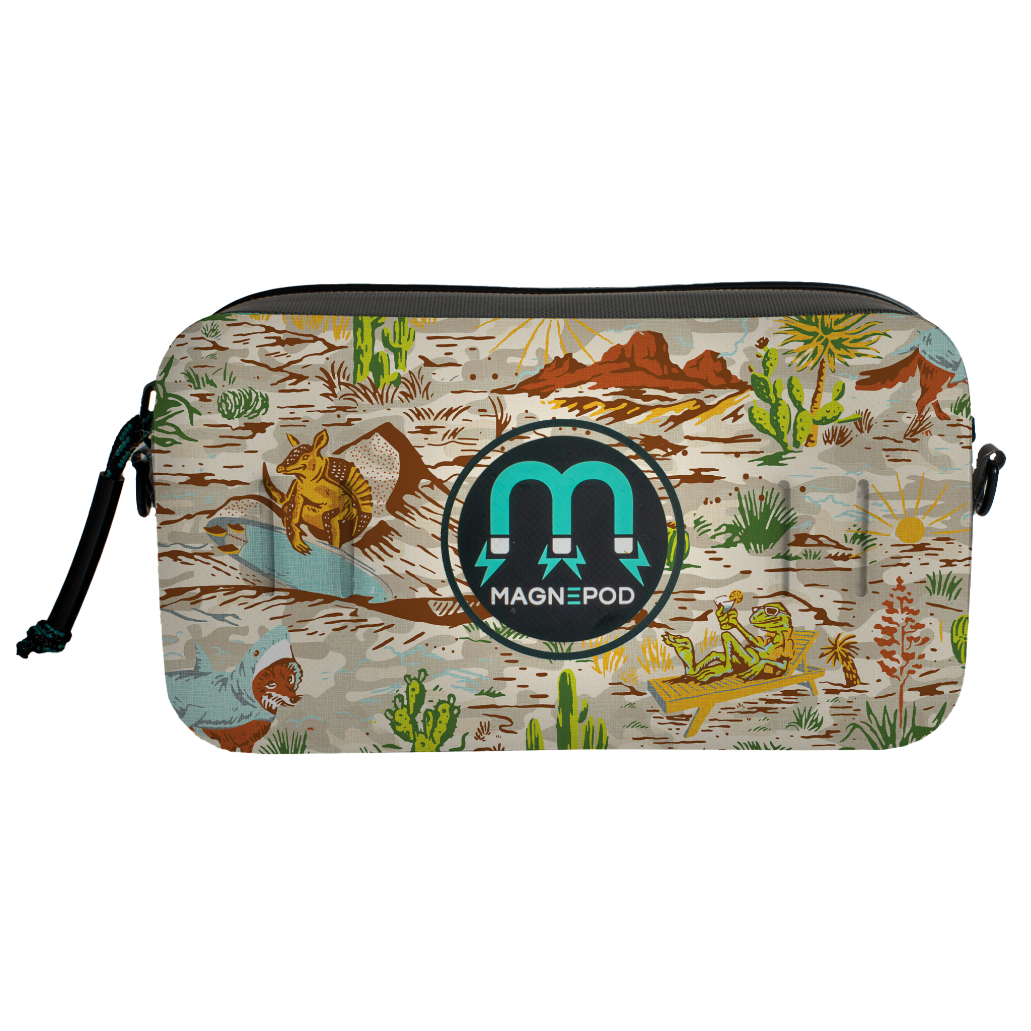 Front view of Highwater Hitchhiker Native Sendero showing Magnepod logo and desert artwork.