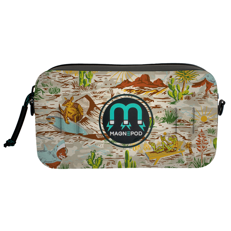 Front view of Highwater Hitchhiker Native Sendero showing Magnepod logo and desert artwork.
