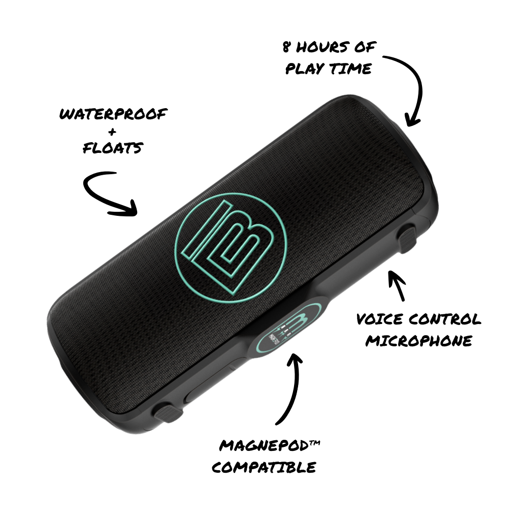 Angled view of the speaker calling out features