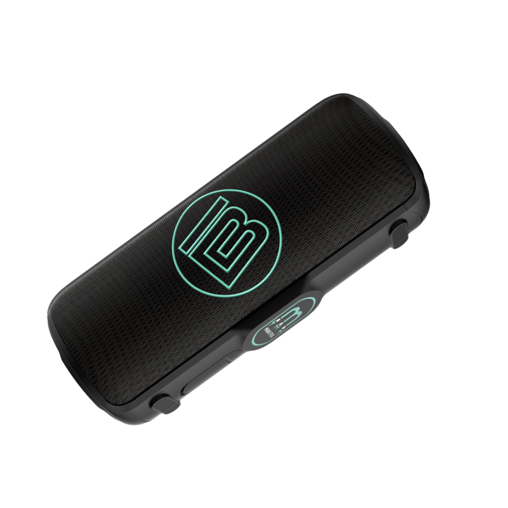 Angled view of the speaker calling out features
