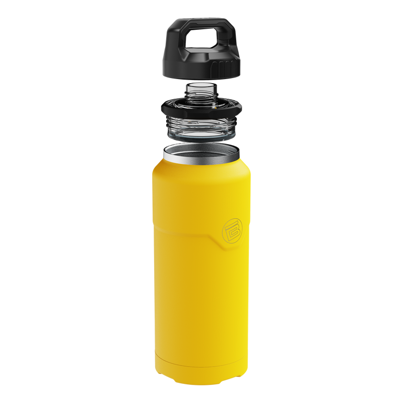 A detailed image of the MAGNEBottle 36oz with Cap Yellow, showing its design and key features.