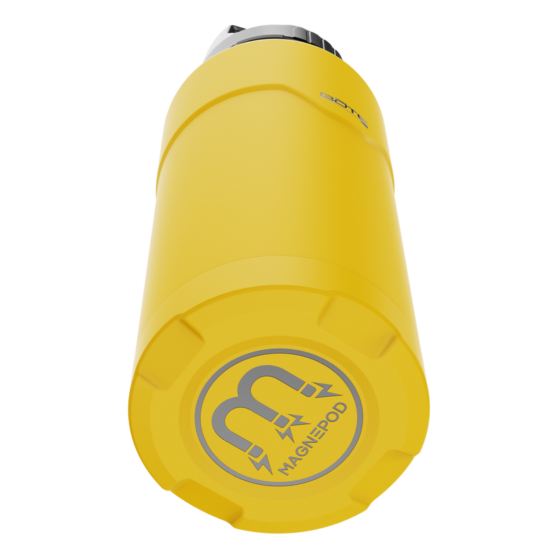 A detailed image of the MAGNEBottle 36oz with Cap Yellow, showing its design and key features.