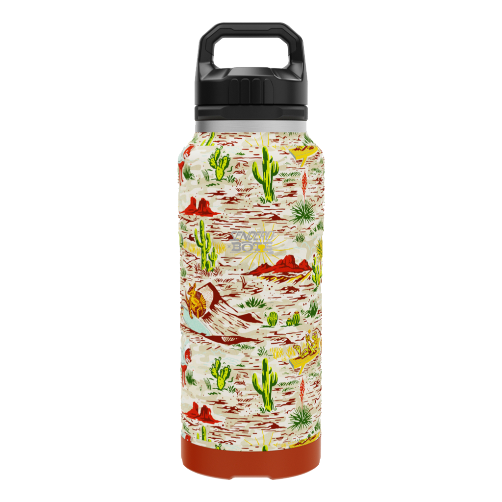 MAGNEBottle 36oz with Cap featuring Native Sendero desert print and black carry-handle lid.