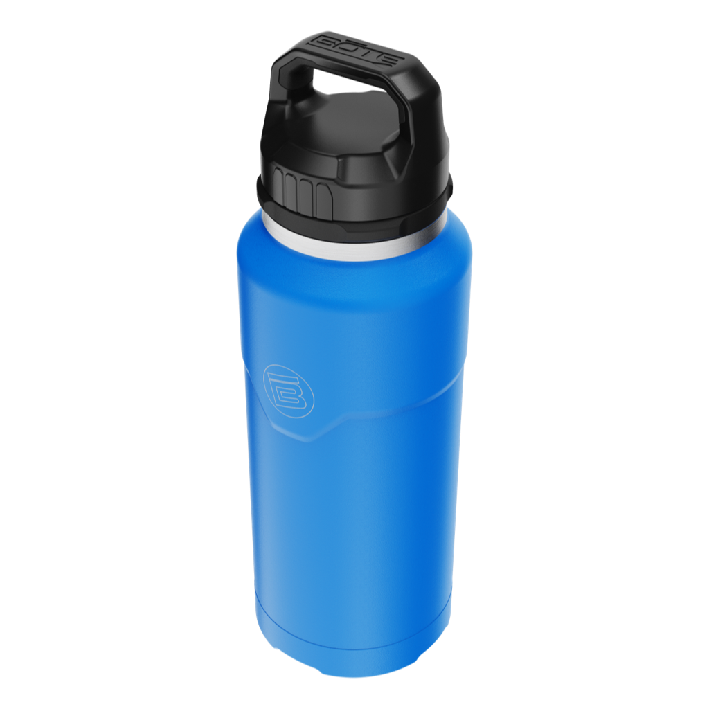 Side view of the MAGNEBottle 36oz with Cap Harbor Blue with cap
