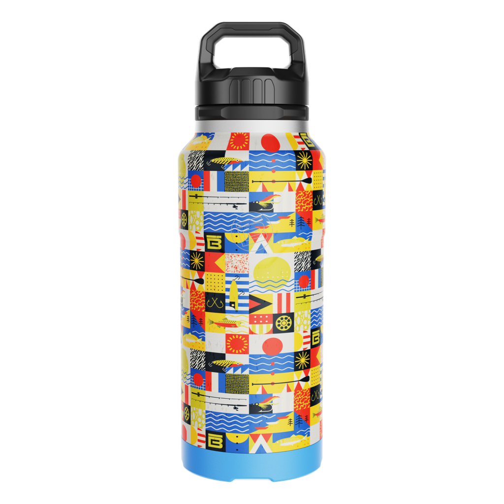 Side view of the MAGNEBottle 36oz with Cap Fischer Topwater