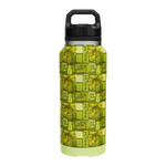 Front view of MAGNEBottle 36oz with handle cap and green Native Nalu print.
