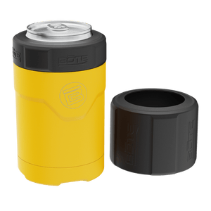 A detailed image of the MAGNEChill Can Cooler Switch Yellow, showing its design and key features.