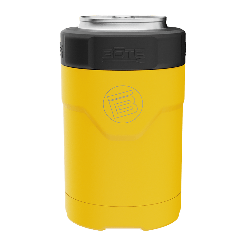 A detailed image of the MAGNEChill Can Cooler Switch Yellow, showing its design and key features.