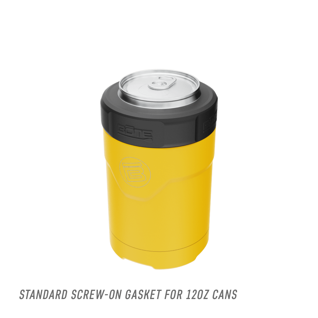 A detailed image of the MAGNEChill Can Cooler Switch Yellow, showing its design and key features.