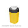 A detailed image of the MAGNEChill Can Cooler Switch Yellow, showing its design and key features.