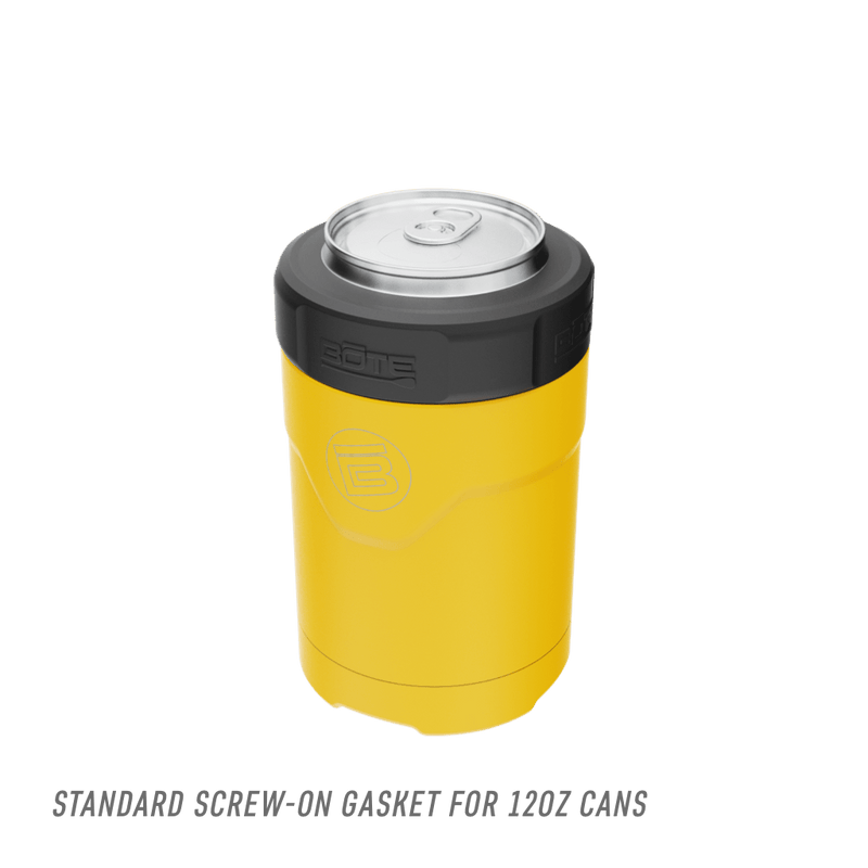 A detailed image of the MAGNEChill Can Cooler Switch Yellow, showing its design and key features.