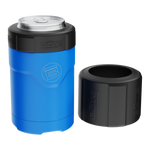 Side view of the MAGNEChill Can Cooler Harbor Blue with switch beside it