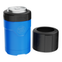 Side view of the MAGNEChill Can Cooler Harbor Blue with switch beside it