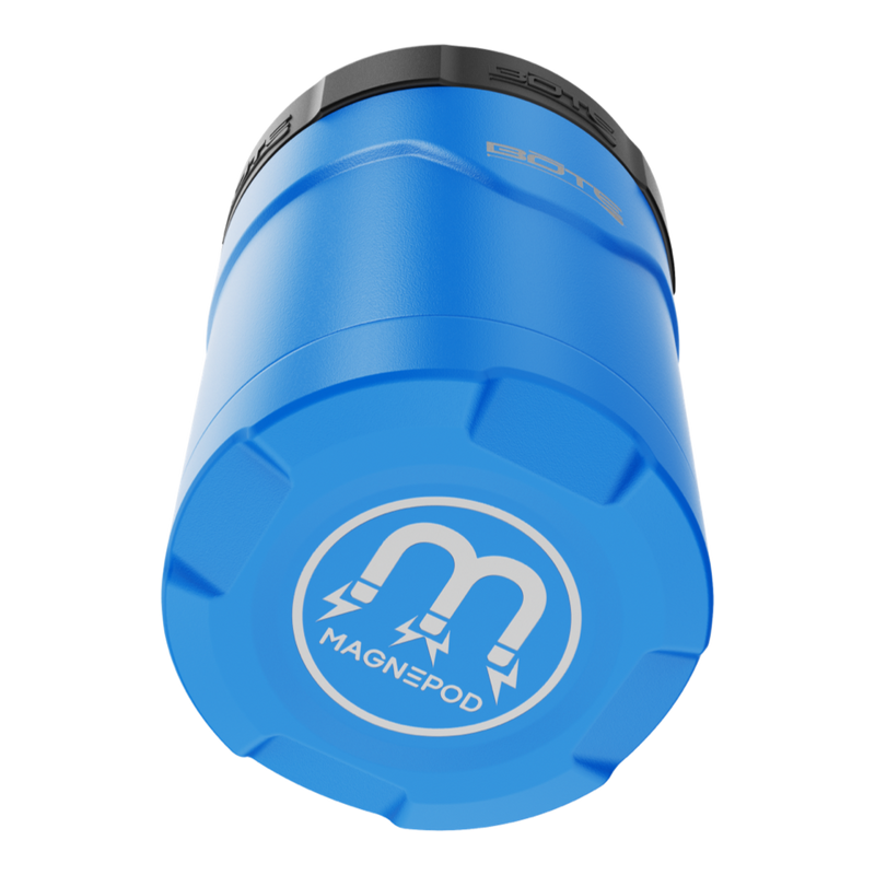 Bottom angled view of the MAGNEChill Can Cooler Switch Harbor Blue