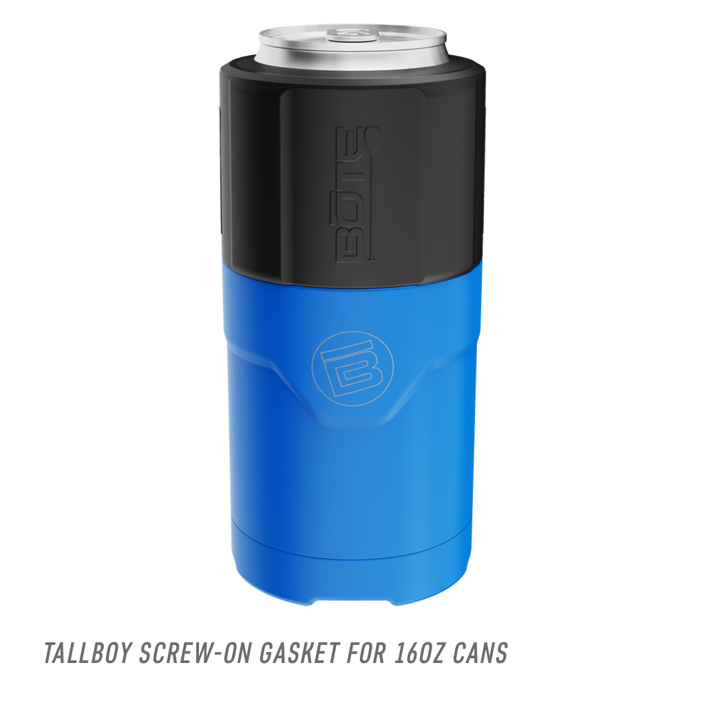 Callout for tallboy screw-on gasket on MAGNEChill Can Cooler Switch Harbor Blue