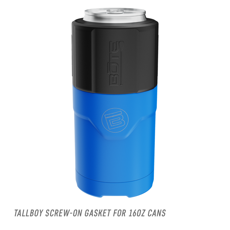 Callout for tallboy screw-on gasket on MAGNEChill Can Cooler Switch Harbor Blue