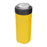A detailed image of the MAGNEChill Can Cooler Slim Yellow, showing its design and key features.