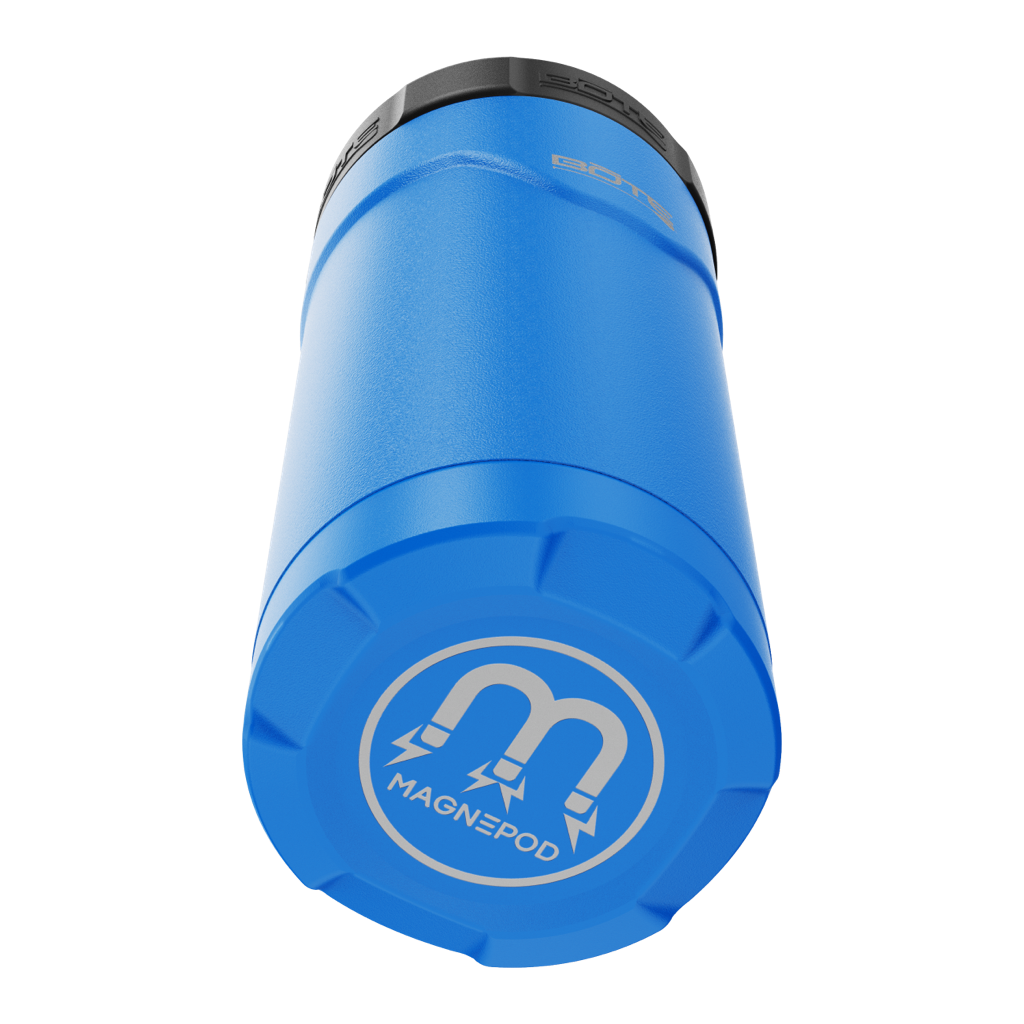 Bottom angled view of the MAGNEChill Can Cooler Slim Harbor Blue